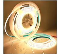 Tesfish Ruban LED 12V COB, 5mm de large ultra fin, Bande LED 5M 384 LEDs/M Total 1920 LEDs Lumière Néon Blanc Chaud 3000K Super Brillante Souple pour Fête, Comptoir, étagère, Décoration Intérieure