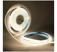 Tesfish Ruban LED 24V, 5mm de large Bande COB ultra étroite blanc naturel 4000K 5 mètres 400 LEDs/M Total 2000 LEDs Lumière Néon pour Fête, Comptoir, étagère, Décoration Intérieure