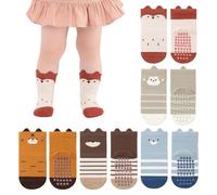 TESGADGETS 5 paires de chaussettes pour bébés, chaussettes antidérapantes pour enfants, chaussettes à motifs animaux mignons, chaussettes antidérapantes pour bébés et tout-petits de 0 à 12 mois