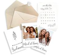 TESGADGETS Cadeaux de Proposition aux Demoiselles d'honneur - Ensemble de 11, 8 Cartes Veux-tu être ma Demoiselle d'honneur, 2 Cartes Veux-tu être ma témoin, 1 Invitation Matron of Honor