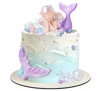 TESGADGETS Figurines de Gâteau Sirène Lila - Ensemble de Décoration de Gâteau sous-Marin avec Coquillages, Queue de Sirène et Étoiles de Mer pour Anniversaires d'enfants