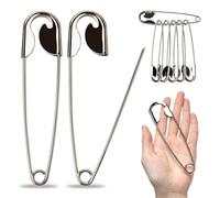 TESGADGETS Lot de 5 Grandes épingles de sûreté géantes en métal, Couleur Argent, Robustes, pour Linge, couvertures, Porte-clés, extérieur