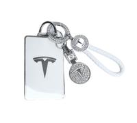 Tesheer Porte-clés pour Tesla - Pour carte Tesla - Pour modèle S/X/3/Y Cybertruck - Porte-clés en cristal - Accessoires de protection pour Tesla