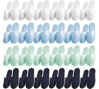 TESIN Lot de 24 paires de pantoufles jetables antidérapantes lavables pour la maison, le spa, l'hôtel, les hôtels, Noir, blanc, bleu, vert, 42 EU