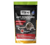 TESKAD - Raticide souricide - Pâte fraîche sans Parfum - Prête à l'utilisation, pour Un Usage Domestique - Formule Naturelle - Protection Anti Souris et Rats Puissant 10 sachets x 15g - Total 150g