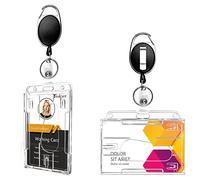 Teskyer 2 Pièces Porte Badge, Porte Badge Enrouleur, Rigide, Transparent, Retractable