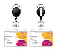 Teskyer 2 Pièces Porte Badge, Porte Badge Enrouleur, Rigide, Transparent, Retractable, Horizontal