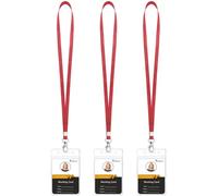 Teskyer 3 Pièces Porte Badge Tour de Cou, Porte Badge Transparent, Imperméable à l’eau, Plastique, Souple, avec Fermeture éclair Refermable, Rouge