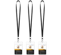 Teskyer 3 Pièces Porte Badge Tour de Cou, Porte Badge Transparent, Imperméable à l’eau, Plastique, Souple, avec Fermeture éclair Refermable, Noir