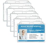 Teskyer 5 Pièces Porte Badge, Rigide, Plastique, Transparent, Pour Bureau, Bus, Pass, Horizontal