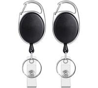 Teskyer Lot de 2 porte-badges rétractables avec mousqueton, clip de ceinture et porte-clés pour carte d'identité, nom et porte-clés