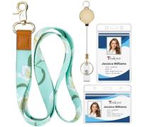 Teskyer Porte Badge tour de Cou, Porte Badge Enrouleur, Transparent, Porte Carte Navigo, Imperméable, Doux, Plastique, Lys Blanc