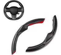 Tesla 3/Y Lot de 2 protections de volant segment antidérapantes en fibre de carbone Compatible avec Tesla Model 3 2017-2023 Ensemble de housses de volant