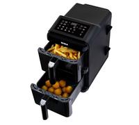 Tesla Aircook Dualzone Q680 XXL - friteuse double multifonctionnelle, volume 11 litres, 4 zones, 9 programmes, séchage, fonction shake, noir