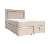 Tesla Dreams Lit à sommier tapissier avec tiroir de lit 160 x 200 cm, beige nid avec ressorts ensachés 7 zones et espace de rangement de 1 m³ - 22 couleurs, tissu Easy-Clean, dureté 3/4, hauteur de
