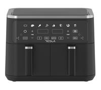 TESLA Friteuse à air chaud AF900BSD 2x4,5L 2400W 2 paniers 8 programmes panneau tactile Noir