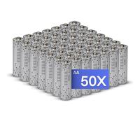 Tesla Future Batteries Piles AA Lot de 50 LR6 Piles Alcalines 1,5 V Puissantes Durables Tesla Silver +