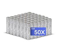 Tesla Future Batteries Piles AAA Lot de 50 LR3 Piles Alcalines 1,5 V Puissantes Durables Tesla Silver +