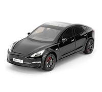 Tesla Model 3 - Voiture miniature en alliage moulé 1/24 fonction sonore et lumière fonction pullback peut ouvrir la porte modèle de collection cadeau pour enfants (noir)