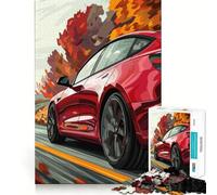 Tesla Rouge sur Route sinueuse Puzzle de 1000 pièces pour Adolescents Améliore la mémoire Détente et Plaisir Bords précis Cadeau élégant (38x26cm)