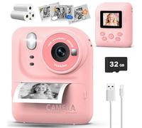 Teslahero Appareil photo à impression instantanée pour enfants, jouet portable à impression thermique avec vidéo numérique HD, pour garçons et filles de 3 à 12 ans, créativité et apprentissage (rose)