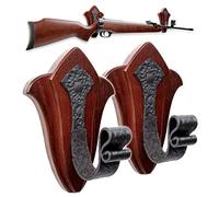 TESLYAR Supports pour arme | Crochets de Fusil de Chasse | porte fusils mural | Support arme de chasse fusil | Bois de frêne naturel avec un crochet en métal
