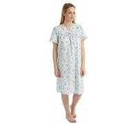 Tesmark Chemise de nuit pour femme pour incontinence à dos ouvert - Motif floral - Pour problèmes de continence - En polycoton - Taille 36-30, bleu, 46-48