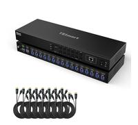 TESmart 16x1 HDMI KVM Switch HKS1601-Prime, Commutateur KVM 16 PC 1 moniteur 4K @ 60 Hz HDMI 2.0 et USB 3.0, EDID, Hotkey, mode Auto Detect/Scan, contrôle de port LAN/RS232, télécommande IR, rack
