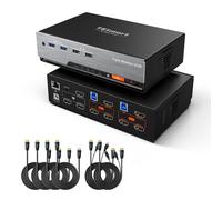 TESmart 4K@60Hz HDMI KVM Switch, prend en charge les raccourcis de souris ou de clavier pour changer de 2 PC 3 moniteurs commutateur KVM, dock USB 3.0 (5 Gbps), simulateur EDID, sortie casque
