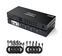 TESmart 4K60Hz HDMI KVM Switch 4 PC 2 Monitor, 4 Ports USB3.0 Commutateur KVM Double écran avec EDID, Supporte le Cascading pour Quadri-écran, Casque, Hotkey, Clavier, Souris, U-disk et Imprimante