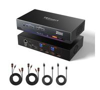TESmart 8K@60Hz Commutateur KVM pour 2 PC 2 écrans DisplayPort + HDMI 4K@120Hz/144Hz USB 3.0 émulation EDID, port LAN Gigabit, ports audio L/R, Hotkeys, compatible VRR/ALLM/FVA