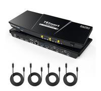 TESmart CKS202-P23 USB-C MST EDID KVM Switch 2 Moniteurs 2 Ordinateurs 4K@60Hz,Station d'accueil KVM USB 3.0 pour 2 Laptops, Chargement pour Laptop,Hotkey Switch, 2 Sets of Dual USB-C