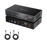 TESmart Commutateur KVM compatible TB4 2x2 pour Apple Studio Display | 5K@120Hz 2 PC 2 écran PD 60W 40 Gbps TB4 compatible,10Gbps USB 3.2 Gen,raccourci clavier,port LAN Gigabit