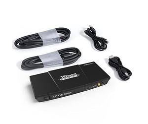 TESmart Commutateur KVM DisplayPort, 2 ports, 4K@60Hz 4:4:4 UHD, commutateur KVM DP, USB 2.0 prend en charge la numérisation automatique et la télécommande infrarouge, 2 câbles KVM de 1,5 m-noir mat