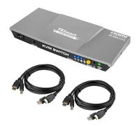 TESmart Commutateur KVM HDMI 4K @ 60 Hz, 2 en 1, commutateur KVM 2 PC, HDMI 4:4:4 Ultra HD, USB 2.0, télécommande infrarouge/raccourcis clavier/interrupteur à bouton-poussoir, avec câbles d'entrée