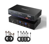 TESmart Commutateur KVM USB 3.0 DisplayPort + HDMI 8K @ 60 Hz, 3 moniteurs, 2 ordinateurs, commutateur KVM triple moniteur 2 ports étendus, émulateurs EDID, casque, raccourci clavier