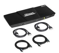 TESmart Dual Monitor 2x2 HDMI + VGA KVM Switch 4K @ 60Hz 4: 4: 4 Ultra HD 2 PC 2 Monitor KVM Switch avec port USB 2.0 supplémentaire et sortie audio L/R comprenant 2 câbles KVM de 1,5 m - noir mat