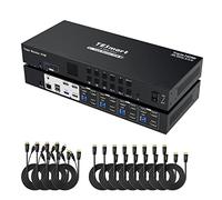 TESmart USB 3.0 4K 60Hz HDMI KVM Switch 3 Moniteur 4 PC, Commutateur KVM 3 écrans, avec Émulateurs EDID, Hotkey Switch, Casque, Audio et Microphone, 4 ports HDMI switches, avec Câbles Inclus
