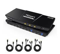 TESmart USB 3.0 HDMI KVM Switch 2 PC 2 Monitor, 4K60Hz Commutateurs KVM Double Moniteur avec émulateur EDID, audio&microphone, USB pour clavier souris scanner imprimante, Hotkey, HDCP 2.2 avec câble×4