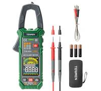 TESMEN TCM-300A Pince Ampèremétrique numérique 6000 Counts T-RMS Ampèremètre, multimètre à plage automatique voltmètre avec courant AC tension AC/DC NCV/fil actif résistance diode température - Vert