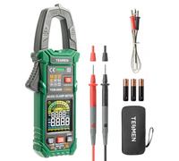 TESMEN TCM-300D Pince Ampèremétrique numérique 6000 Counts T-RMS Ampèremètre multimètre à plage automatique voltmètre avec courant et tension AC/DC NCV/fil actif résistance diode température - Vert