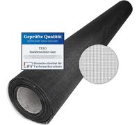 TESO - Moustiquaire en gaze - Protection anti-insectes - Tissu en fibre de verre transparent, résistant aux UV, vendu au mètre - 100 x 200 cm, Noir