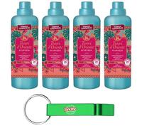 Tesori d'Oriente Ayurveda Lot de 4 flacons d'adoucissant concentré à l'huile d'amla et au patchouli 38 lavages 760 ml + porte-clés Beni Culinari