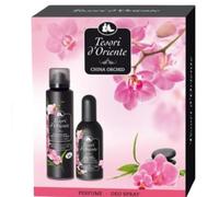 Tesori d'Oriente Coffret cadeau parfum orchidée impériale - Déodorant aromatique en spray 150 ml + parfum aromatique 100 ml - Parfum orchidée orientale, intense et sensuel Veltao set