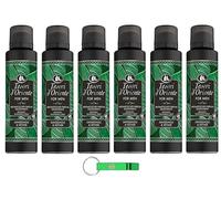 Tesori d'Oriente - For Men - Lot de 6 déodorants en spray - 150 ml - Avec bois de santal et vétiver - Beni Culinari - Porte-clés gratuit