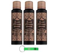 Tesori d'Oriente Hammam Lot de 3 déodorants en spray à l'huile d'argan et fleur d'oranger 150 ml + porte-clés Beni Culinari