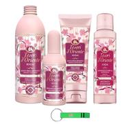 Tesori d'Oriente Ikigai Pack test : crème de bain + crème de douche + parfum aromatique + déodorant en spray aux fleurs de cerisier et eau de riz 4 articles avec le même parfum + porte-clés Beni