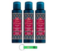 Tesori d'Oriente Lot de 3 déodorants en spray pour homme avec ébène et ginseng + Beni Culinari Porte-clés gratuit 150 ml