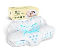 TESQ Oreiller Ergonomique Cervical 2 en 1 en Oreiller Memoire Forme,Confort Supérieur pour Dormeurs sur Le Côté et sur Le Dos,Hauteur Adjustable,Taie 100% Coton Lavable,60 x 40 x 9/12cm