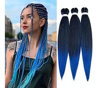TESS 50 cm Meches pour Tresses Africaine Noir/Bleu, Tresse Cheveux Lot de 6 Extension de Raides Cheveux 90g/Pack Extension de Cheveux de Fibre Synthétique (Noir/Bleu-6 Pack)